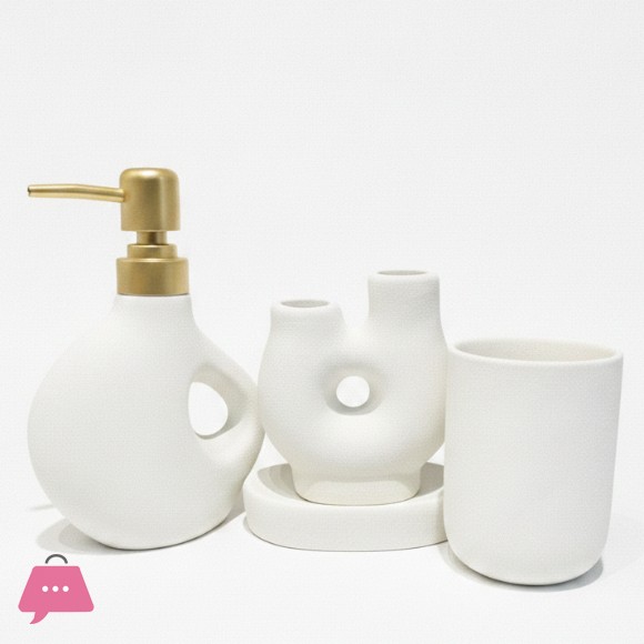 Stone-Textured 4-Piece Sculptural Bathroom Set