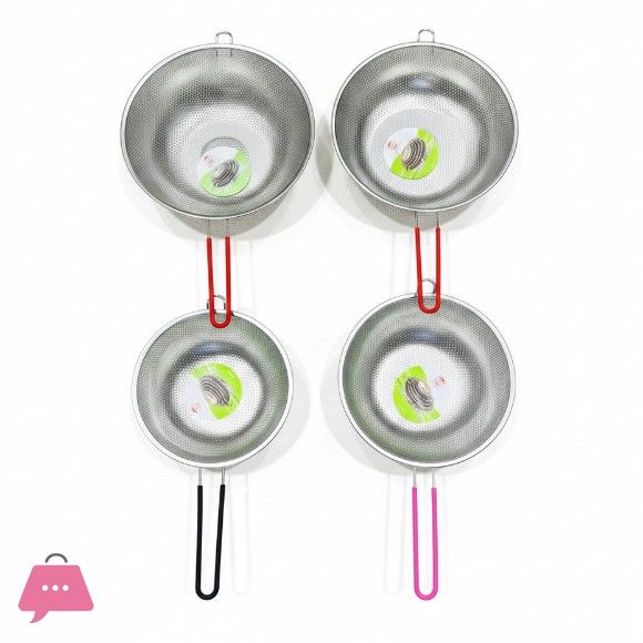 Stainless Steel Strainer Basket with Silicone handle Grip Mesh Sink Drainer for Food Fruits & Vegetables Colander