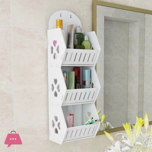 Wood Three Layer Wall Mounted Bathroom Storage Rack