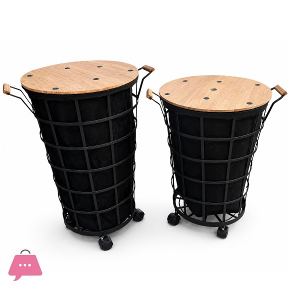 Touch Wood Modern Laundry Basket with Wooden Lid