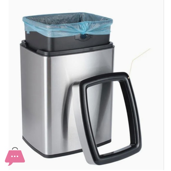 Trash Cans Open Top Dustbin Round & Square Stainless Steel inner Bin Plastic 12L