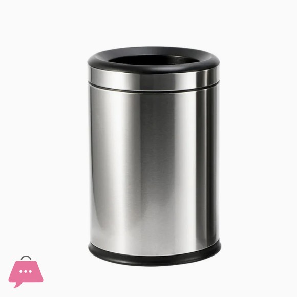 Trash Cans Open Top Dustbin Round & Square Stainless Steel inner Bin Plastic 12L