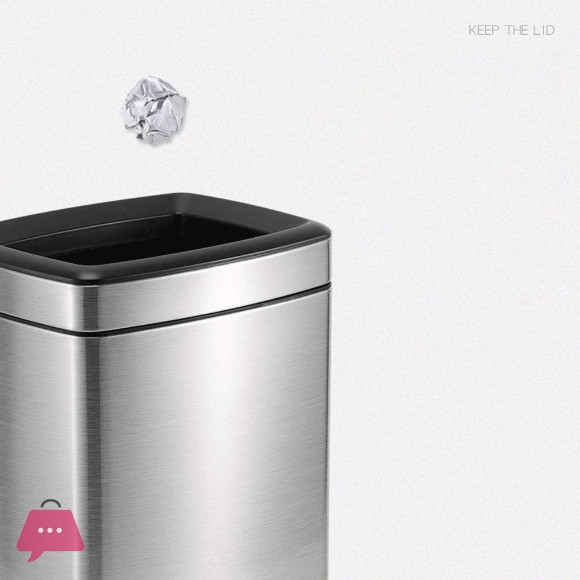 Trash Cans Open Top Dustbin Round & Square Stainless Steel inner Bin Plastic 12L
