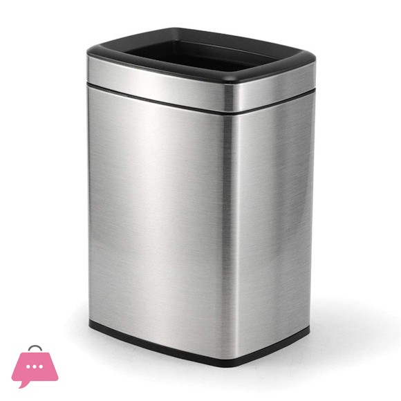 Trash Cans Open Top Dustbin Round & Square Stainless Steel inner Bin Plastic 12L