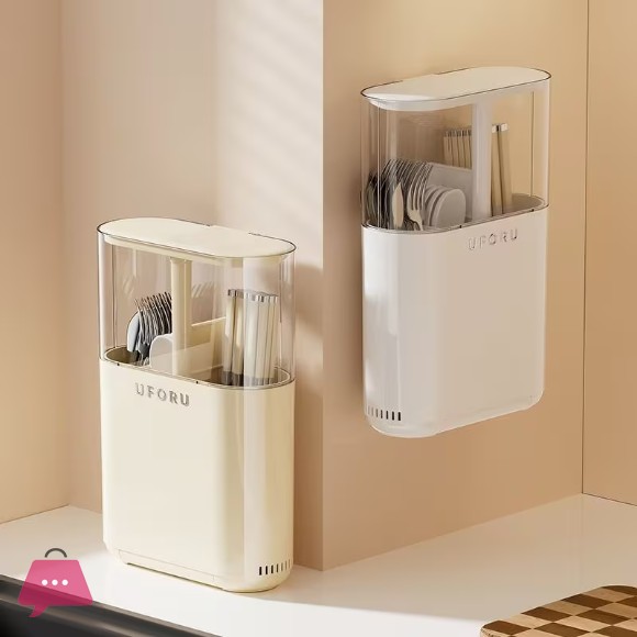 UFORU Wall-Mounted Spoon Utensils Holder Space Saving Dustproof Kitchen Organizer