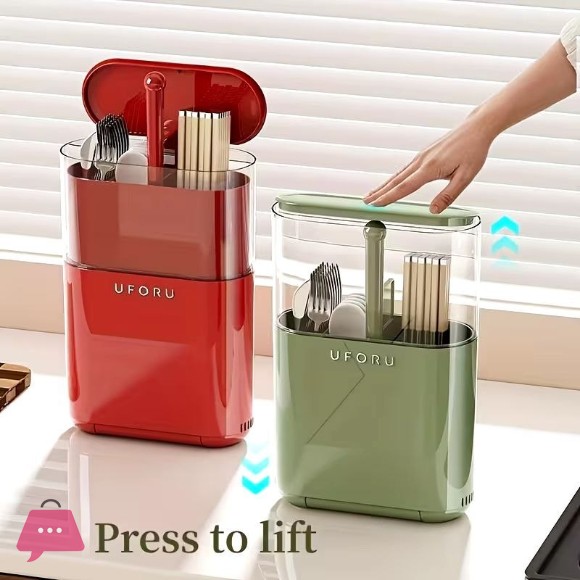 UFORU Wall-Mounted Spoon Utensils Holder Space Saving Dustproof Kitchen Organizer