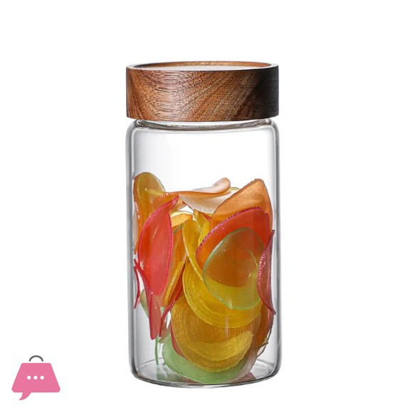 WellDeco Glass Air Tight Borosilicate Jars With Wood Lid