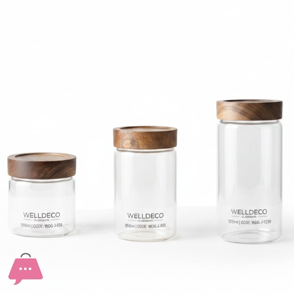 WellDeco Glass Air Tight Borosilicate Jars With Wood Lid