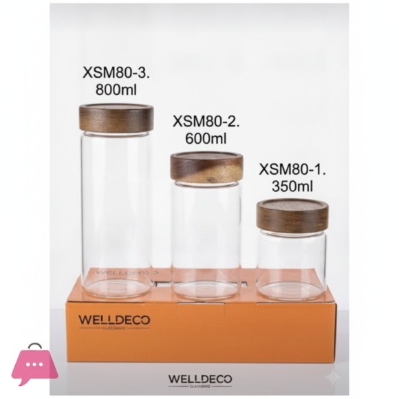 WellDeco Glass Air Tight Borosilicate Jars With Wood Lid