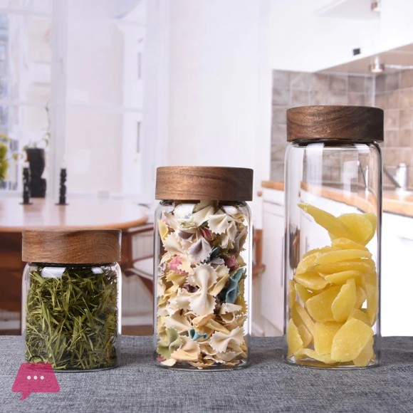 WellDeco Glass Air Tight Borosilicate Jars With Wood Lid