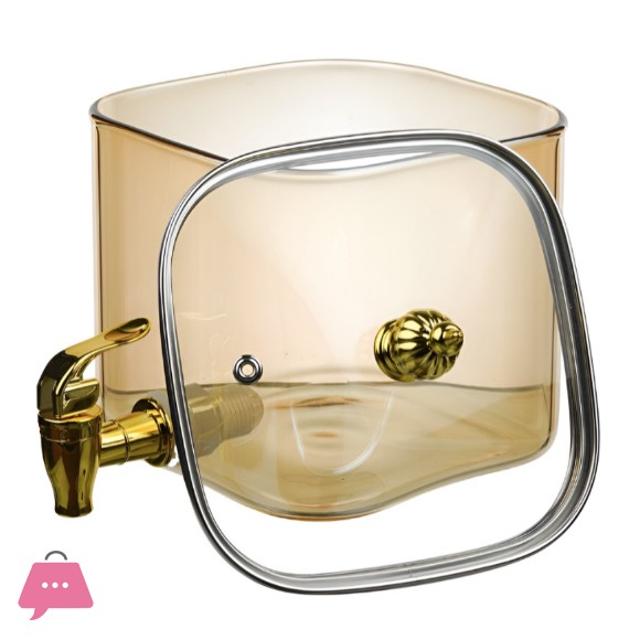 WellDeco Gold-Toned & Brown Borosilicate Glass Water Jug 3.0L With Stand