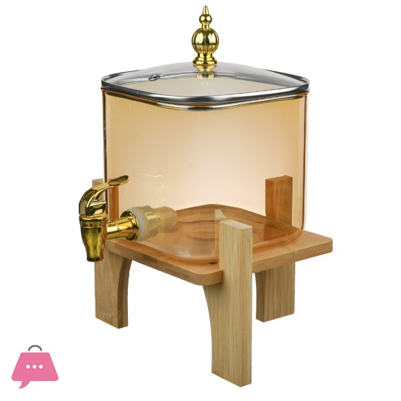 WellDeco Gold-Toned & Brown Borosilicate Glass Water Jug 3.0L With Stand