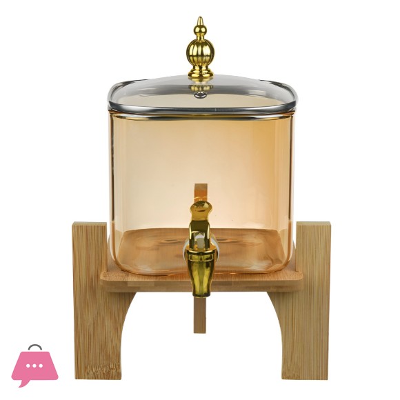 WellDeco Gold-Toned & Brown Borosilicate Glass Water Jug 3.0L With Stand