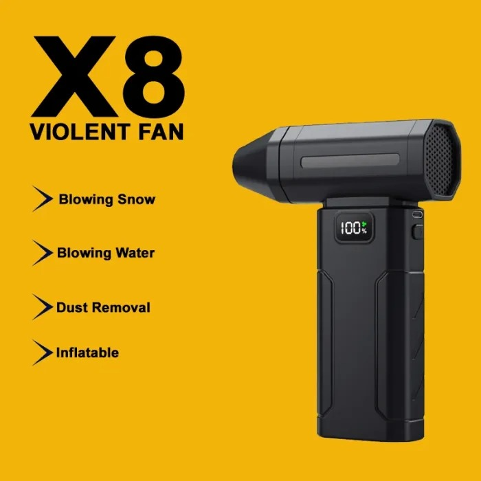 X8 Dust Blower High Speed Turbo Violent Fan 5-Speed Handheld Jet Blower with Screen Display for Cleaning
