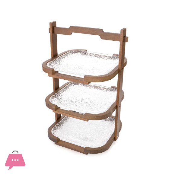 2 & 3 Tier Glass Dessert Holder with Wooden Base