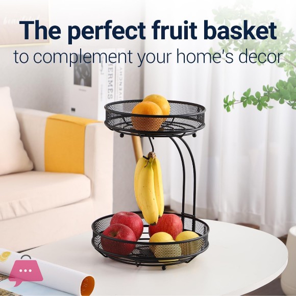 2 Tier Fruit Basket For Kitchen Counter For Fruit and Vegetable Storage