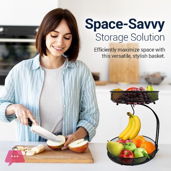 2 Tier Fruit Basket For Kitchen Counter For Fruit and Vegetable Storage