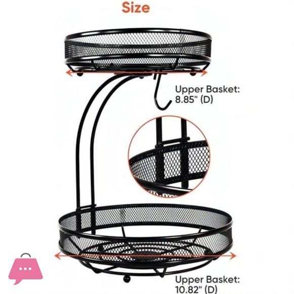 2 Tier Fruit Basket For Kitchen Counter For Fruit and Vegetable Storage