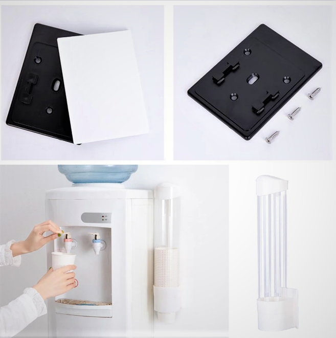 Disposable Paper Cups Dispenser Plastic Cups Holder Automatic Dustproof Free Punching Paper Cup Rack