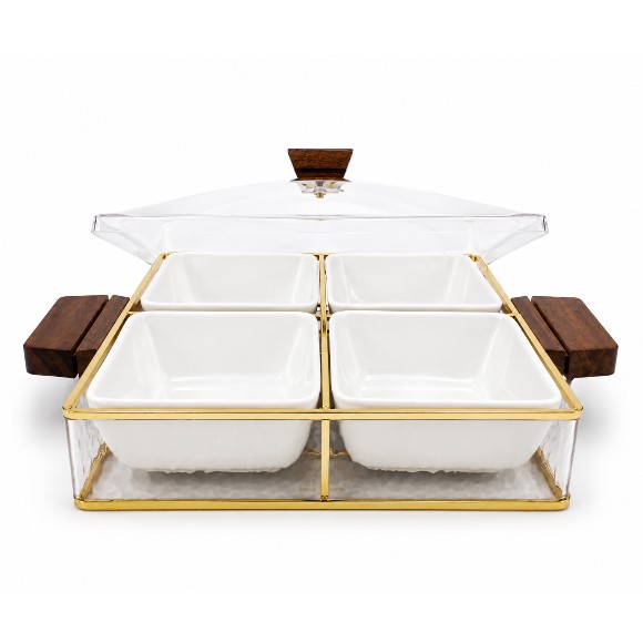 4 Partition Snack Tray with Acrylic Case