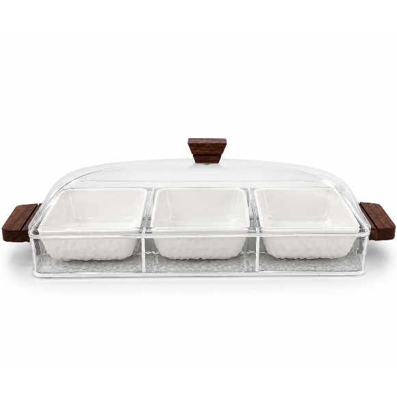 4 Partition Snack Tray with Acrylic Case