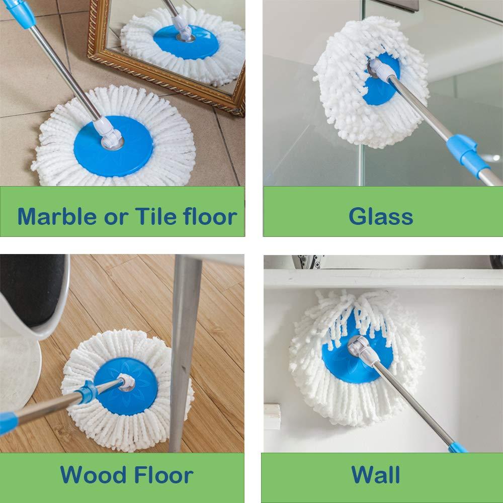 Spin Mop 360 Degree Rotating Mop Head and Mop Stick With Mop Refill 360 Mop/ Spin Mop Handle Stick, Stainless Steel Pole Microfiber Head Refill With Flexible Head For Floor, Home, Office