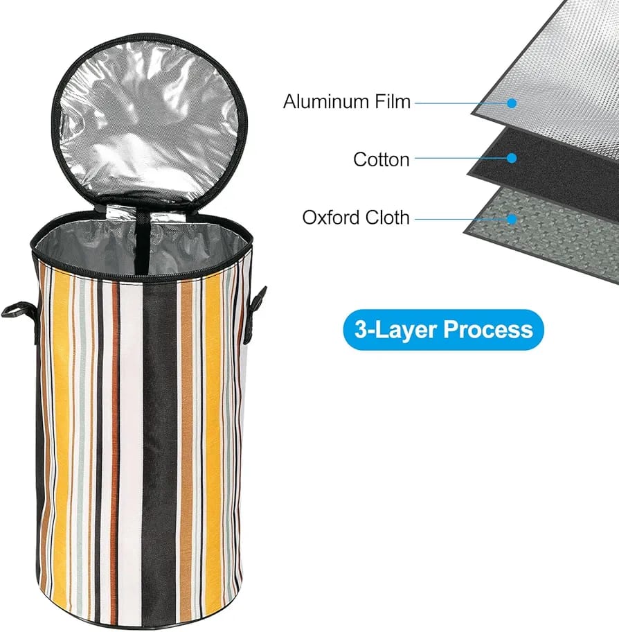 Striped Zipper Lunch Box Insulation Bag