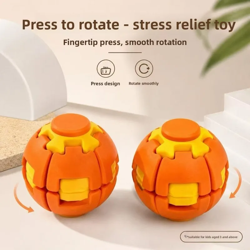 2026 New 3D Gear Press-to-Spin Fidget Ball