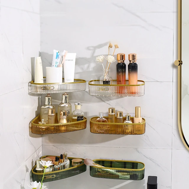 Luxury Acrylic Bathroom Wall Mounted Shelf For Toilet, Shower Room, Washing Table Organizer 1pc
