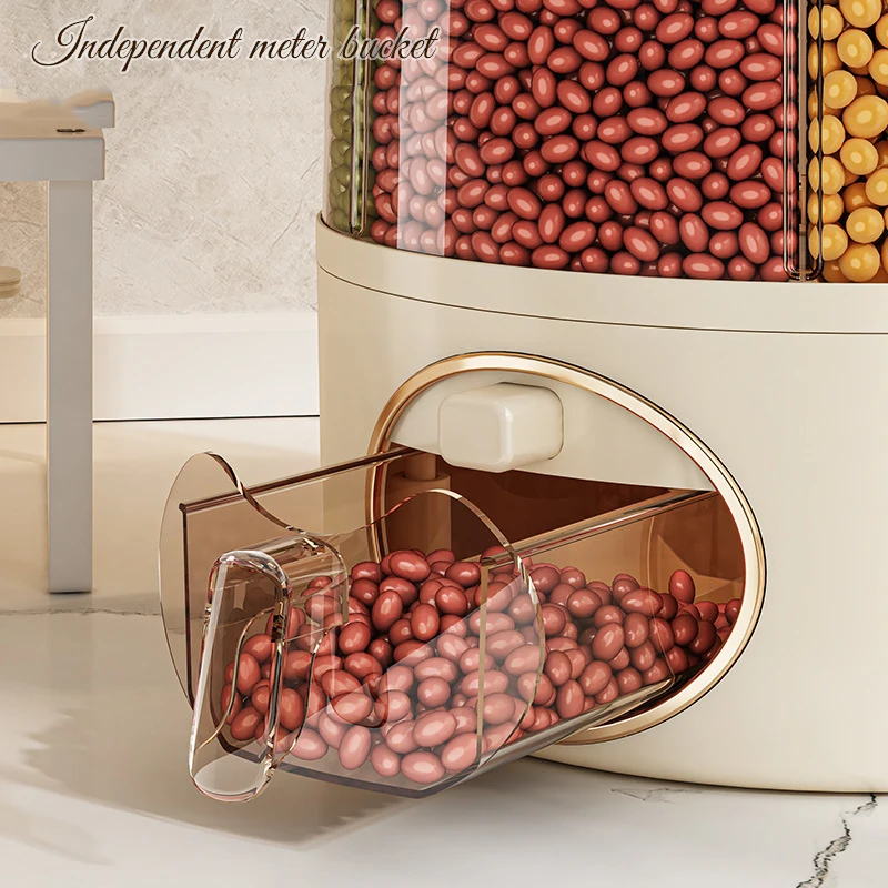 6 Grid Rice and Grain Storage Container Rotating Food Dispenser Rice Dispenser 5 & 10 kg