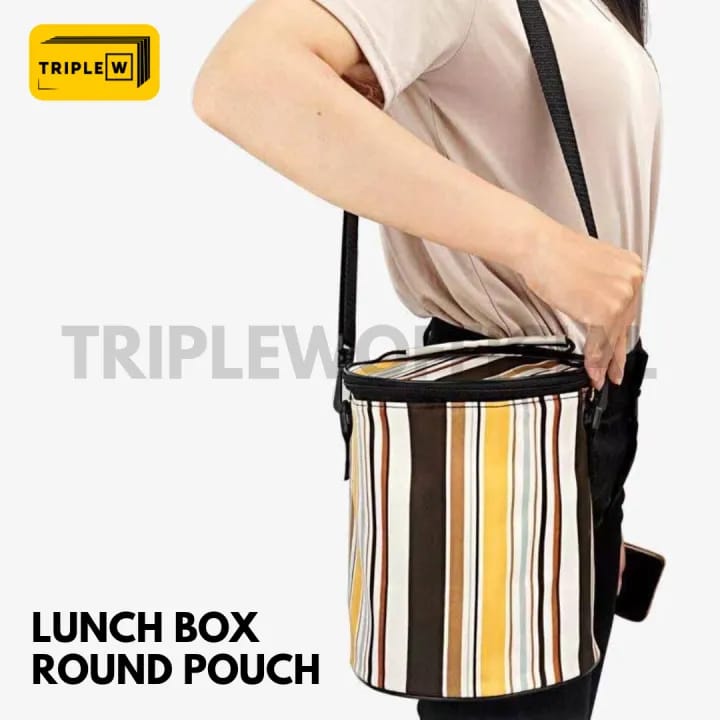 Striped Zipper Lunch Box Insulation Bag