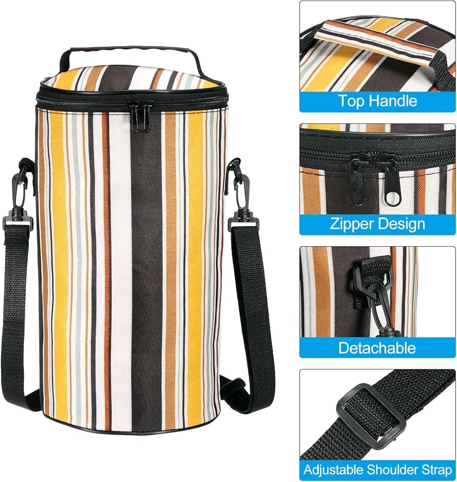 Striped Zipper Lunch Box Insulation Bag