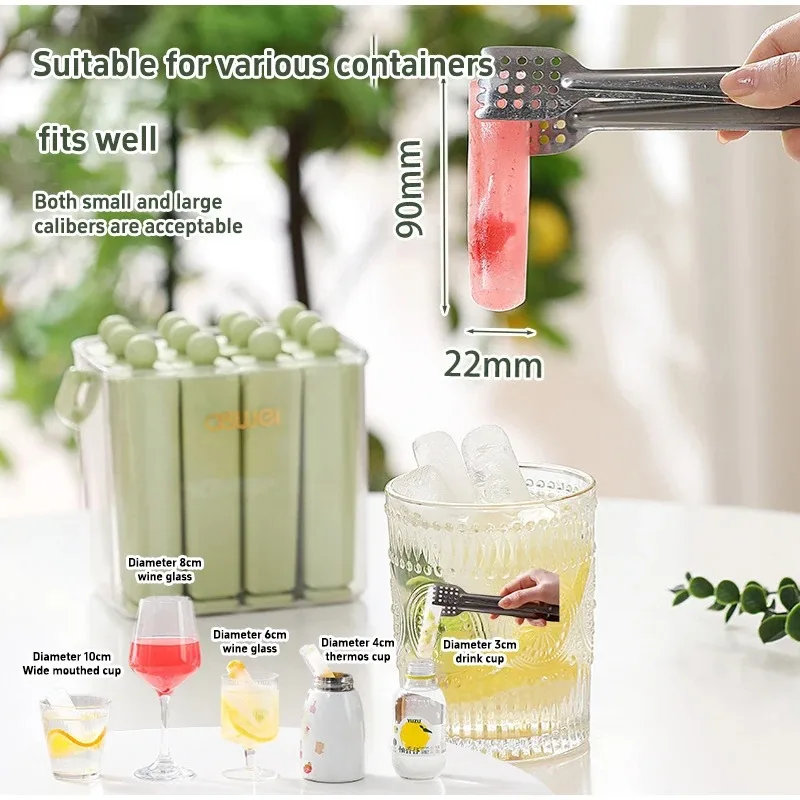 Silicone Long Kulfi Mold With Lid And Handle For DIY Popsicle Tool 12Pcs