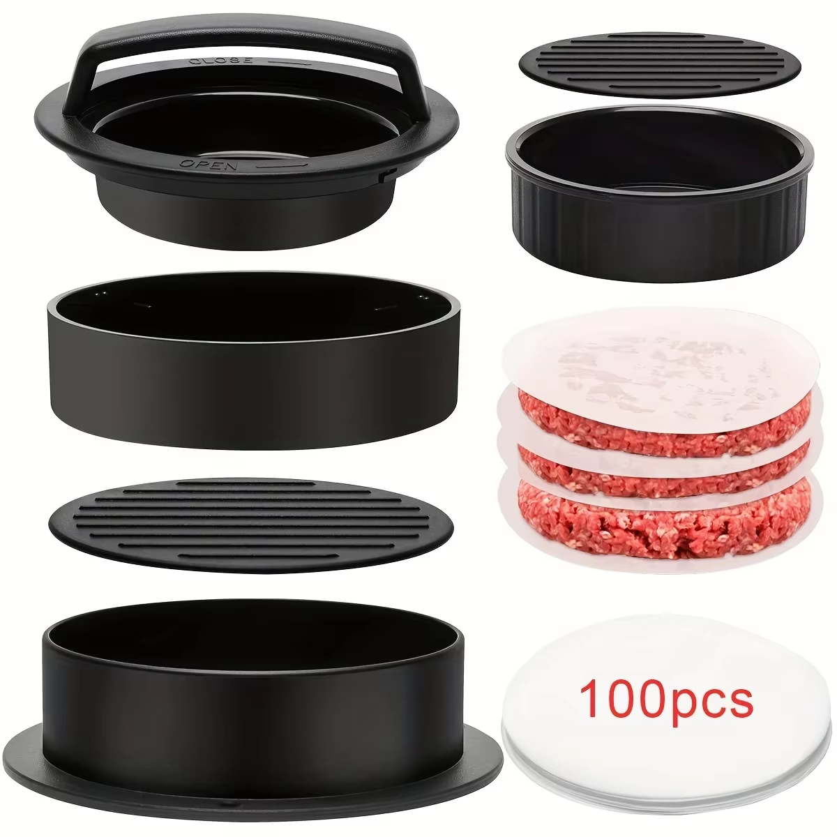 Hamburger Meat Press Maker Round Shape Non-Stick Stuffed Burger Patties ABS Beef Press Mould
