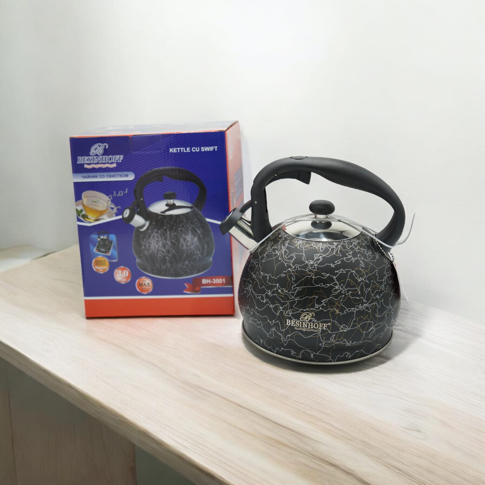 STEEL WHISTLING KETTLE BESINHOFF 3.0LIT (BH-3001)