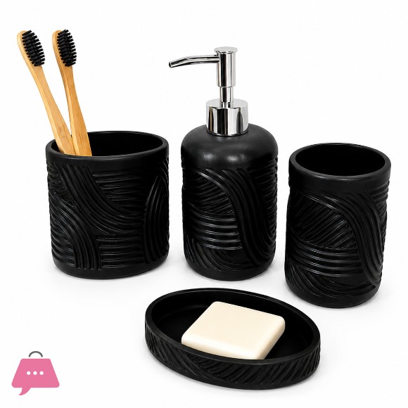 Modern Ceramic Bathroom Accessories Set 4-Piece