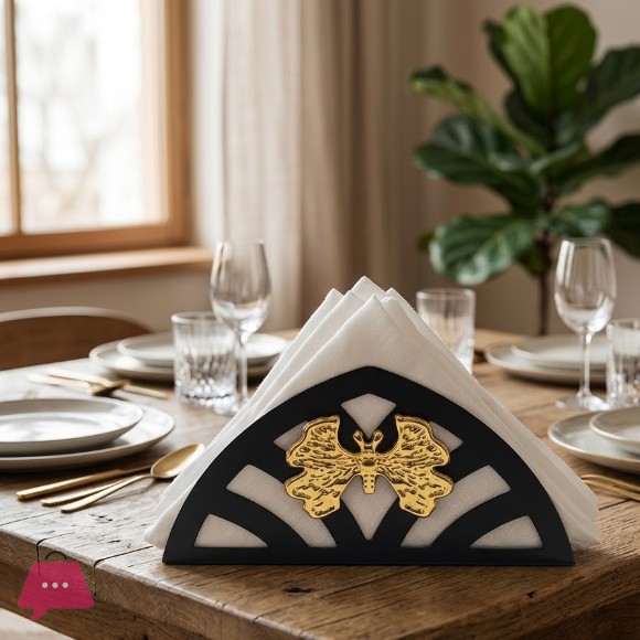 Black Gold Napkin Holder Modern Dining Table Decor
