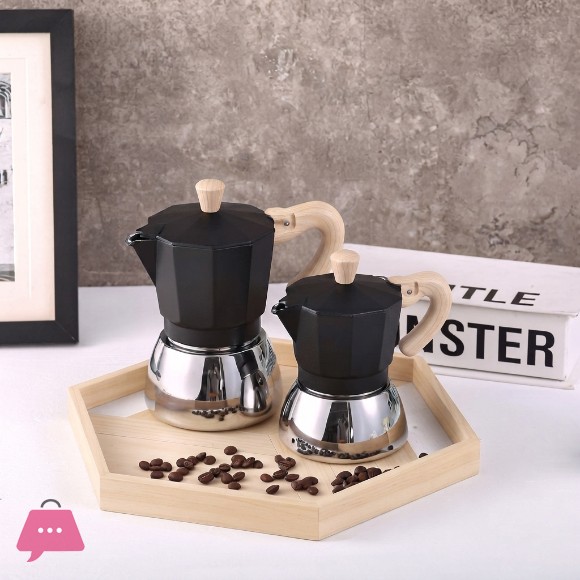 Black Steel Moka Pot Coffee Maker