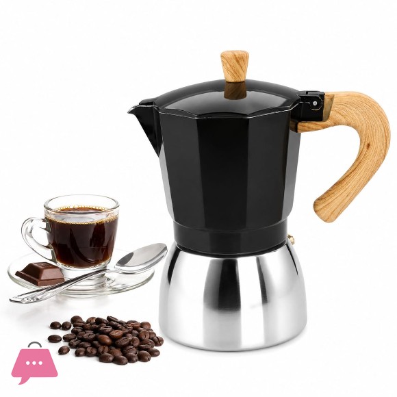 Black Steel Moka Pot Coffee Maker