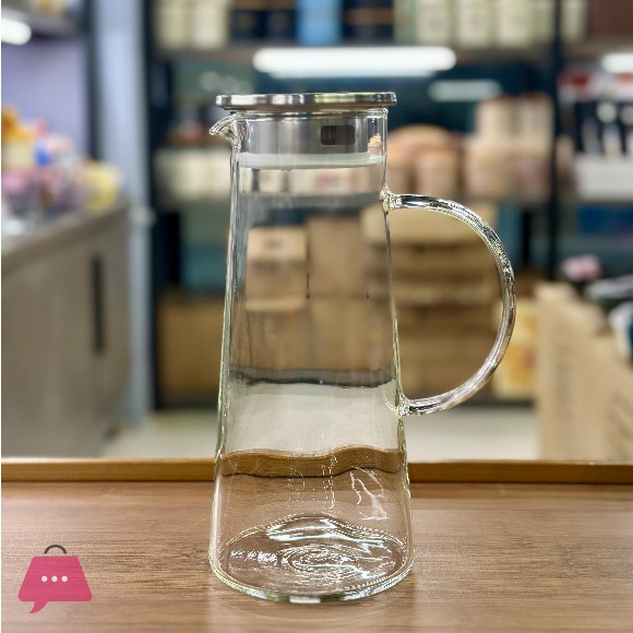 Borosilicate Glass Water Pitcher with Stainless Steel Strainer Lid - 1.2 Liters
