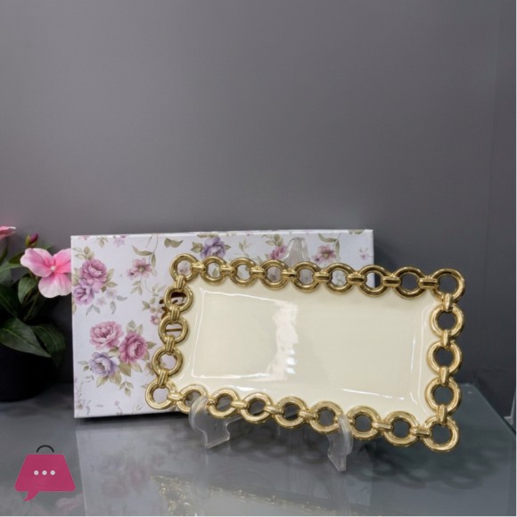 Brilliant Ceramic Circle Edge Rectangle Plate 11Inch - BR5067