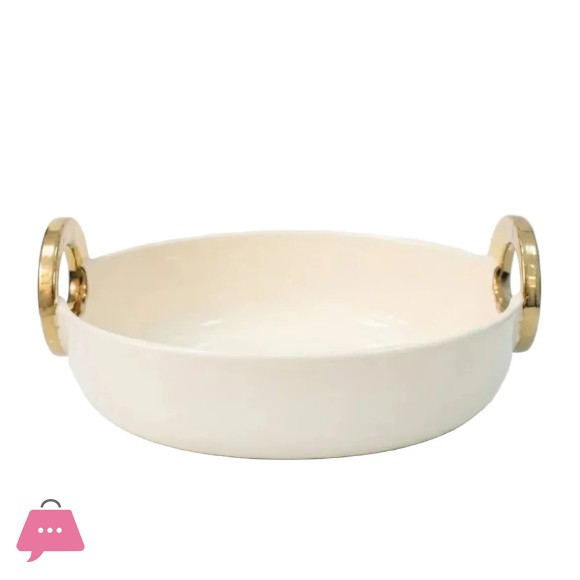 Brilliant Ceramic Oval Bowl with Handle 10.25 Inch - BR5045