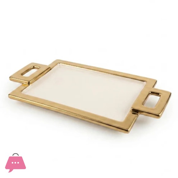 Brilliant Ceramic Rectangle 2-Handle Strip Serving Plater 11Inch - BR5051