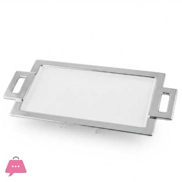 Brilliant Ceramic Rectangle 2-Handle Strip Serving Plater 18Inch - BR5052