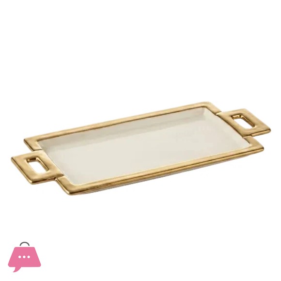 Brilliant Ceramic Rectangle 2-Handle Strip Serving Plater 18Inch - BR5053