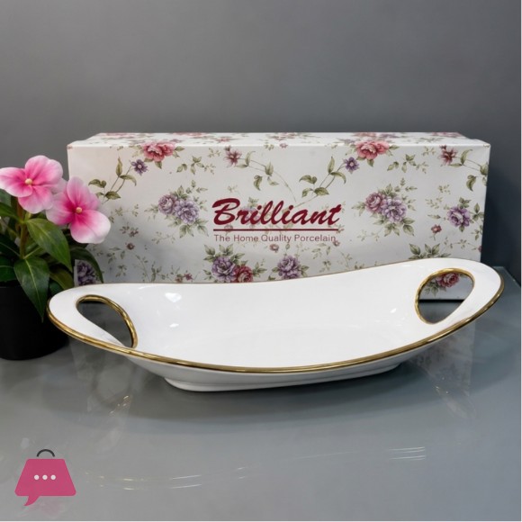 Brilliant Ceramic Snack Long Plate 16 Inch - BR5049