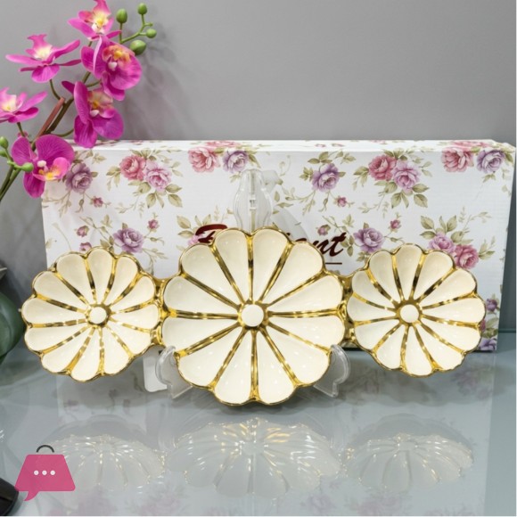 Brilliant Ceramic Petal Shape 3- Grid Bowl 15Inch - BR5061