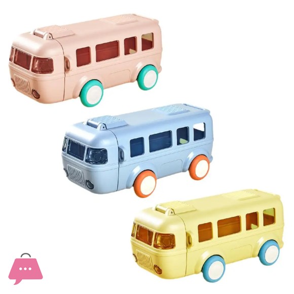 Bus Shaped Water Bottle With Straw Cute Water Bottles For Girls Boys Outdoor Portable Tritan Water Cups For Kids S2N5