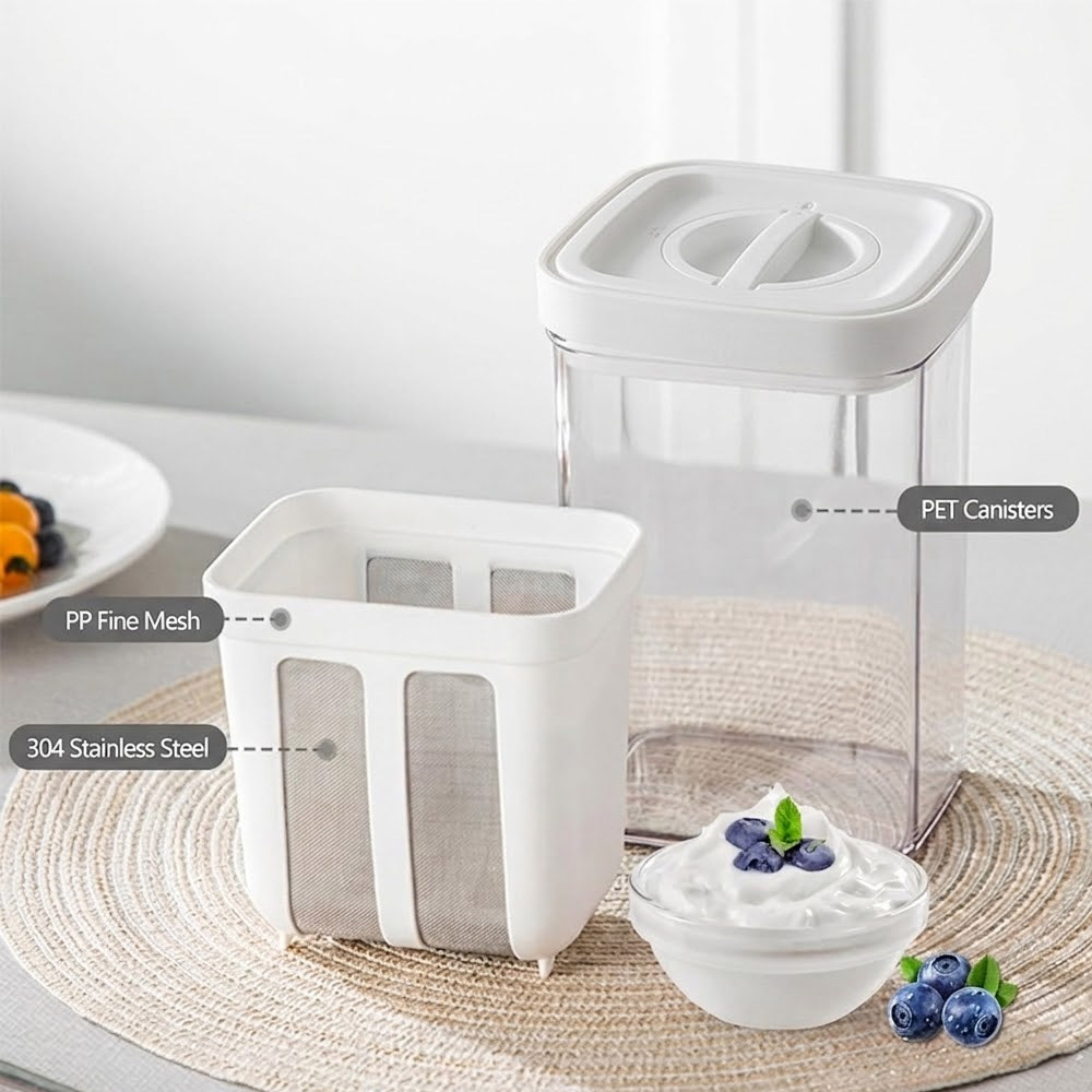Multi-Purpose 1100ML Greek Yogurt Maker Hung Curd Strainer Box with Mesh Filter