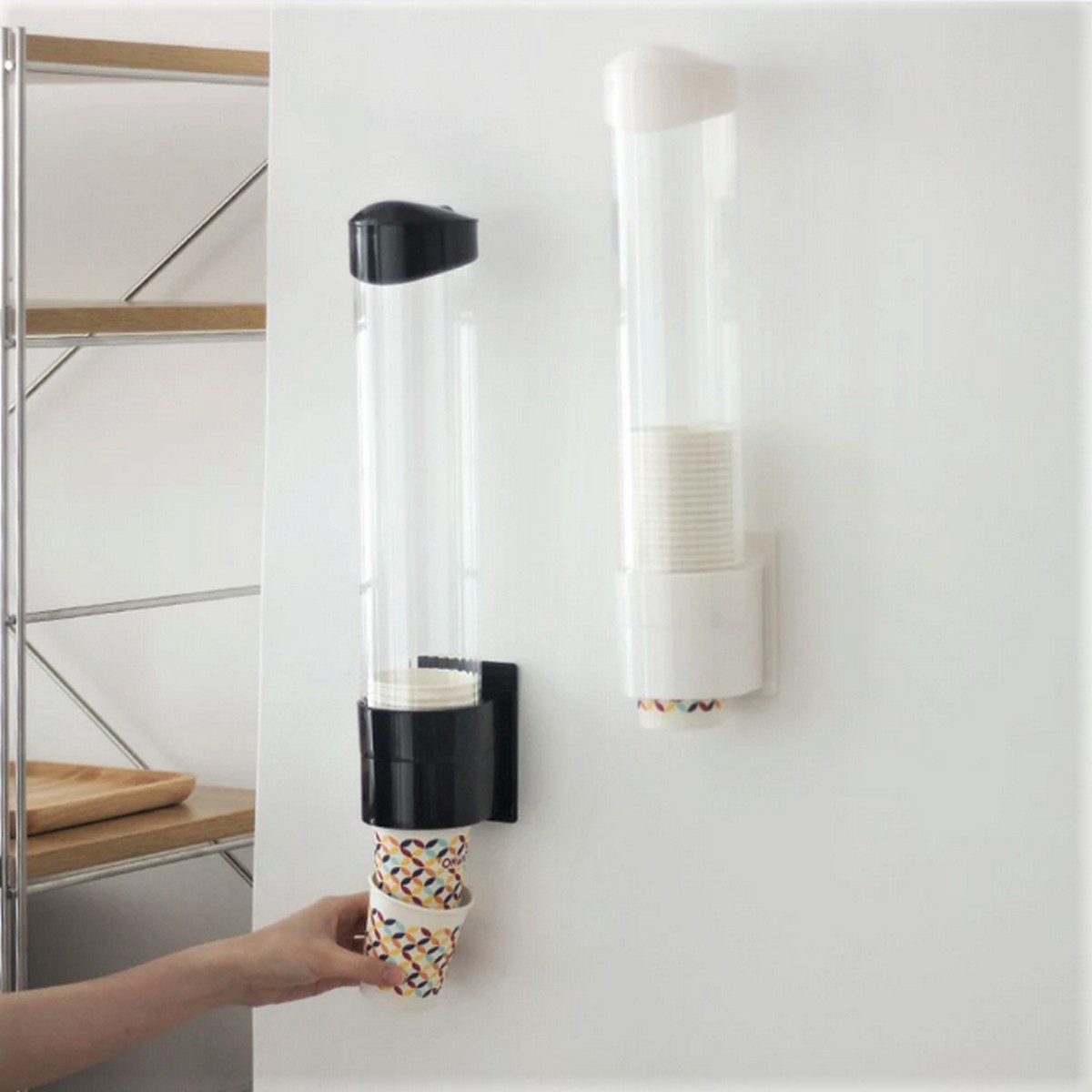 Disposable Paper Cups Dispenser Plastic Cups Holder Automatic Dustproof Free Punching Paper Cup Rack
